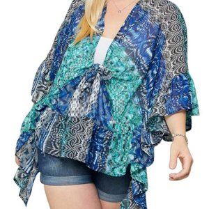 Sheer, Flutter Sleeve, Summer Kimono/Beach Coverup